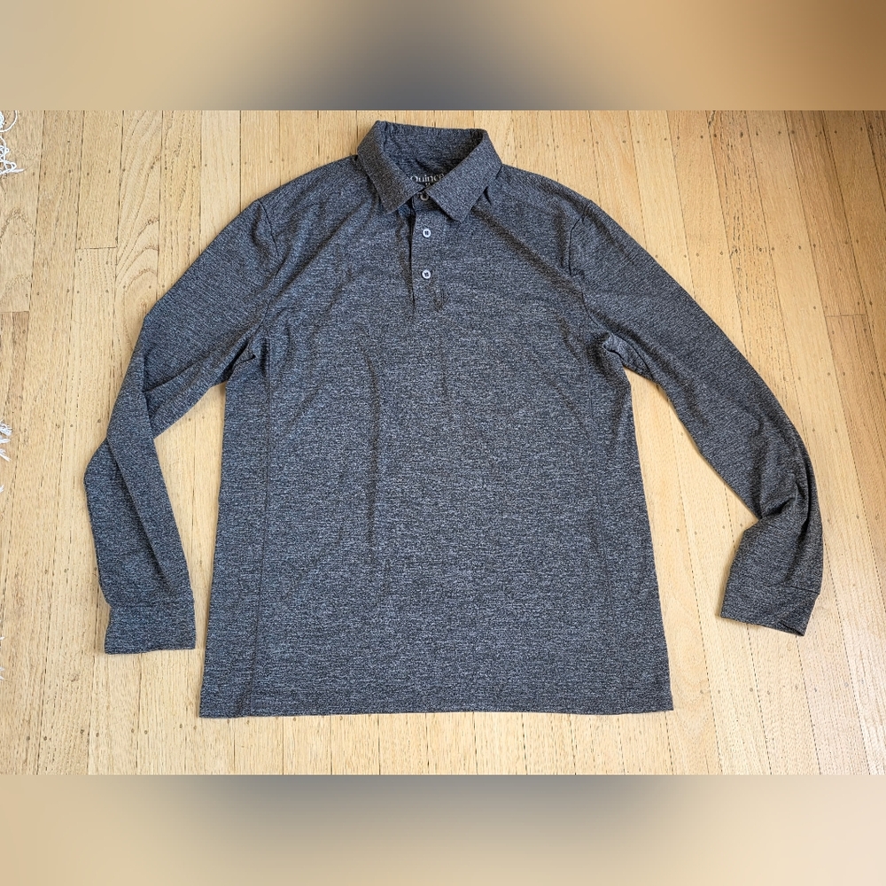 Quince Gray 3/4 Button Down Performance Collared Shirt Size M